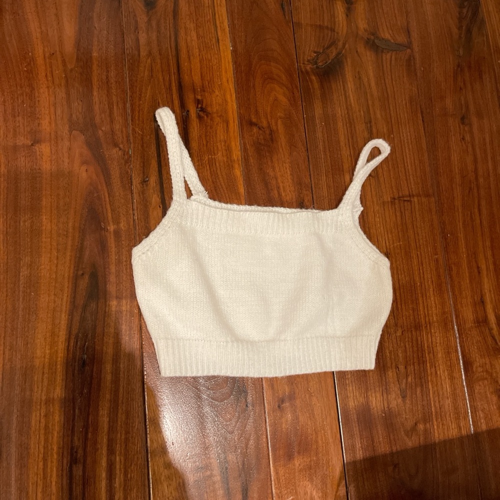 white fluffy tank top